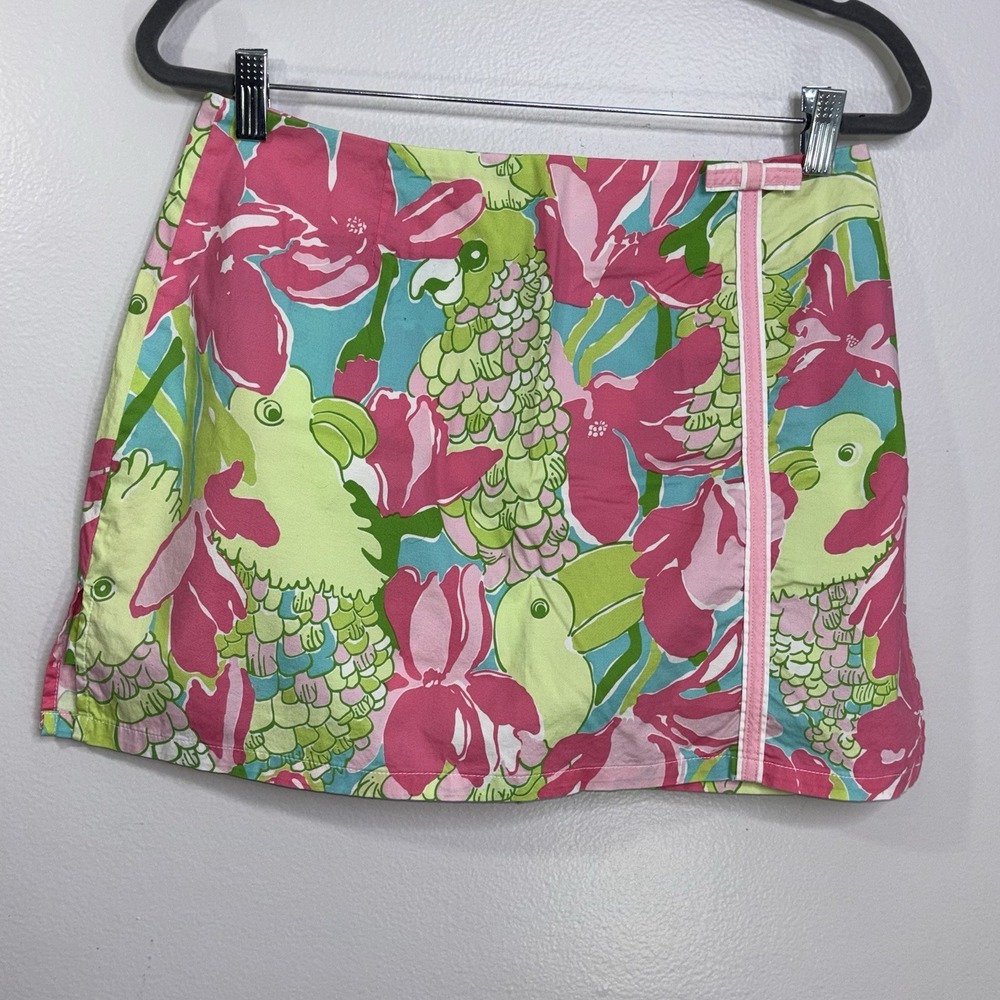 Vintage Lilly Pulitzer Skort Size 6 Tropical Parrots Birds Resort Colorful